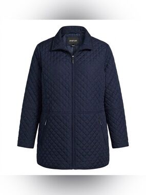 Avenue Navy Blue Diamond Quilted Lightweight Jacket Womens Plus Size 26/28